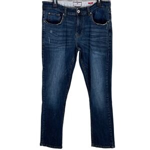 Ditch Plains Mens Stretch‎ Dark Wash Denim Jeans Casual Relaxed Fit